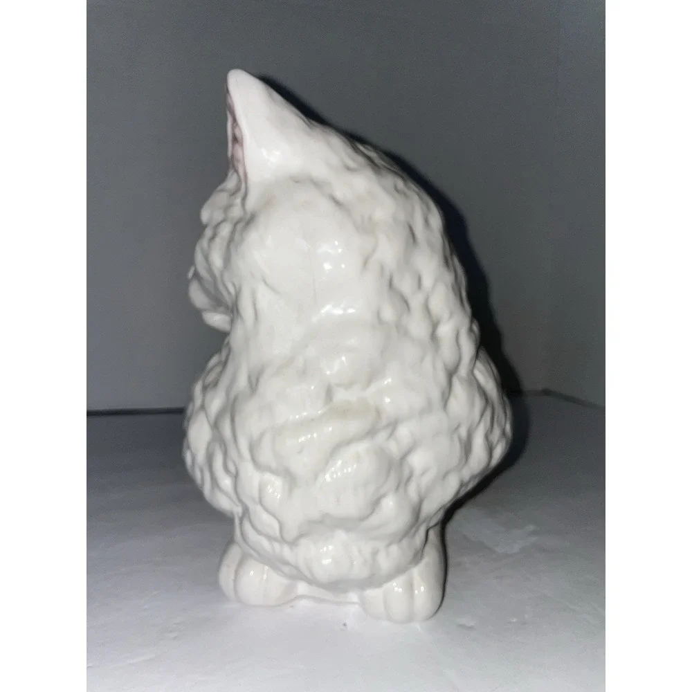 LIFE SIZE White PERSIAN Green Eye Ceramic Cat Sculpture/Statue-Bordallo Pinheiro